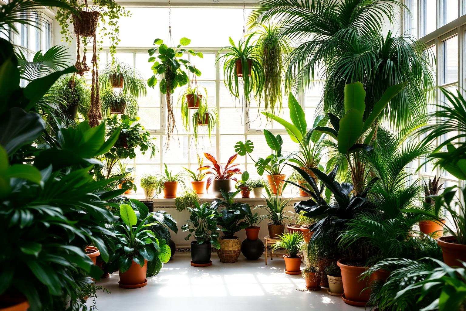 Invernadero lleno de plantas siendo cuidadas